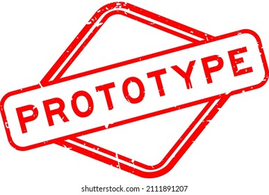 Grunge red prototype word rubber seal stamp  on white background