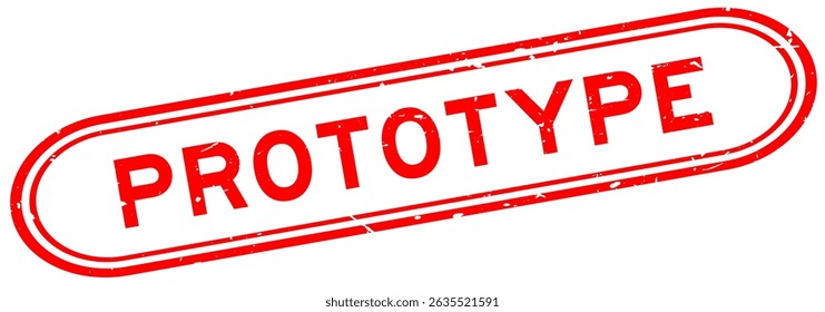 Grunge red prototype word rubber seal stamp on white background