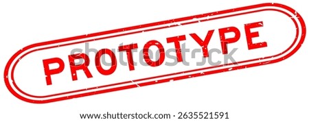 Grunge red prototype word rubber seal stamp on white background