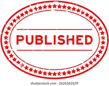 Grunge red published word oval seal stamp on white background