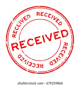 grunge red received round rubber seal stamp on white background