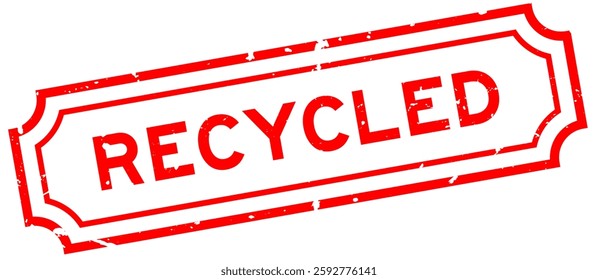 Grunge red recycled word rubber seal stamp on white background