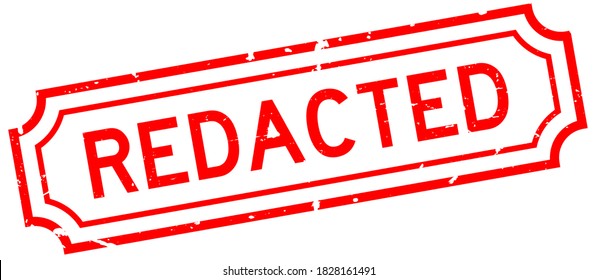 Grunge red redacted word rubber seal stamp on white background