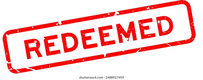Grunge red redeemed word square rubber seal stamp on white background