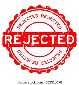 Grunge red rejected round rubber seal stamp on white background