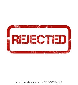 Grunge red rejected square rubber seal stamp on white background