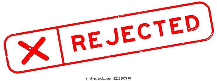 Grunge red rejected word with wrong check mark icon square rubber seal stamp on white background