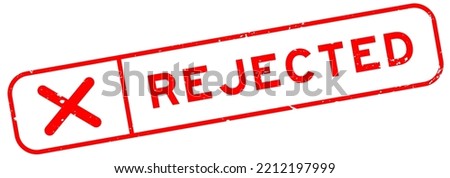 Grunge red rejected word with wrong check mark icon square rubber seal stamp on white background