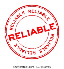 Grunge red reliable round rubber seal stamp on white background