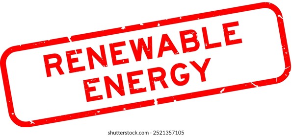 Grunge red renewable energy word square rubber seal stamp on white background