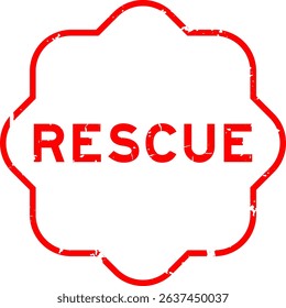 Grunge red rescue word square rubber seal stamp on white background