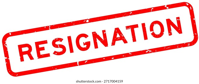 Grunge red resignation word square rubber seal stamp on white background