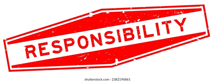 Grunge red responsibility word hexagon rubber seal stamp on white background