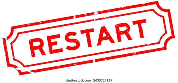 Grunge red restart word rubber seal stamp on white background