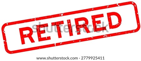 Grunge red retired word square rubber seal stamp on white background