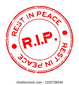 Grunge red R.I.P (Rest in Peace) round rubber seal stamp on white background