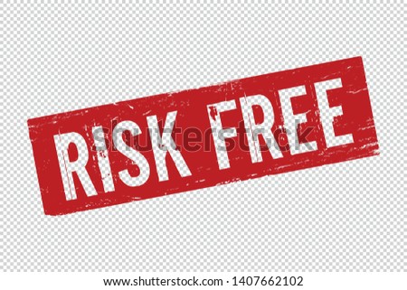 Grunge red Risk free square rubber seal stamp on transparent  background. Retro Icon for design. Sale sign. Vector illustration