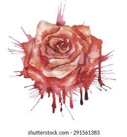 Grunge Red rose. Vector illustration.