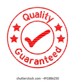 Grunge red round quality guarantee with right mark rubber stamp