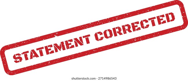 Um carimbo vermelho grunge exibindo "DECLARAÇÃO CORRIGIDA", perfeito para indicar revisões de documentos, correções de erros ou atualizações.