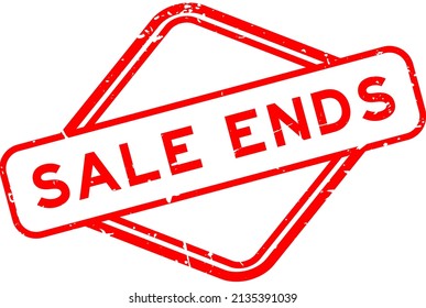 Grunge red sale ends word rubber seal stamp on white background