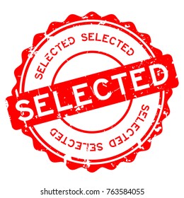 Grunge red selected wording round rubber seal stamp on white background