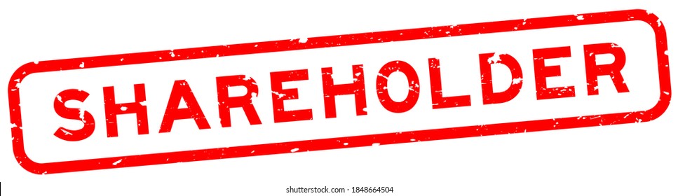 Grunge red shareholder word square rubber seal stamp on white background
