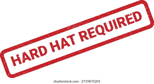 Se requiere un gráfico de sello rojo grunge que indique los cascos, ideal para señalización de seguridad obligatoria, reglas del sitio o directivas de los trabajadores.