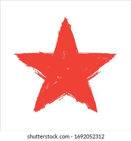 Estrella roja gruesa. Textura gruesa. Ilustración del vector
