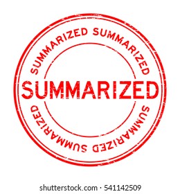 Grunge red summarized round rubber stamp