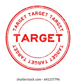 Grunge red target round rubber seal stamp on white background