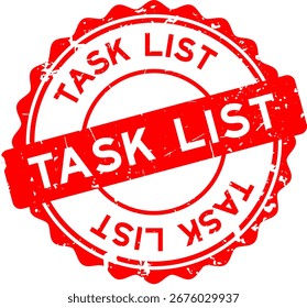 Grunge vermelho lista de tarefas palavra rodada selo selo no fundo branco