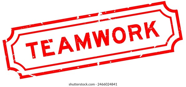 Grunge red teamwork word square rubber stamp on white background 