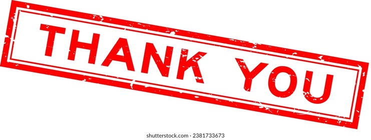 Grunge red thank you word square rubber seal stamp on whtie background