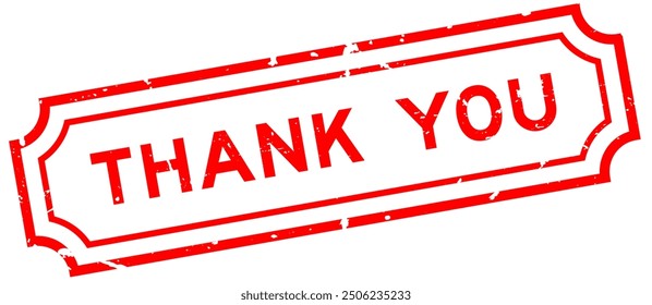 Grunge red thank you word rubber seal stamp on white background