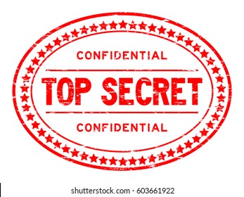 Grunge red top secret confidential oval rubber seal stamp
