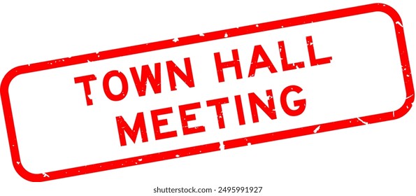 Grunge red town hall meeting word square rubber seal stamp on white background