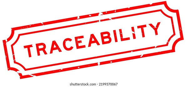 Grunge red traceability word rubber seal stamp on white background