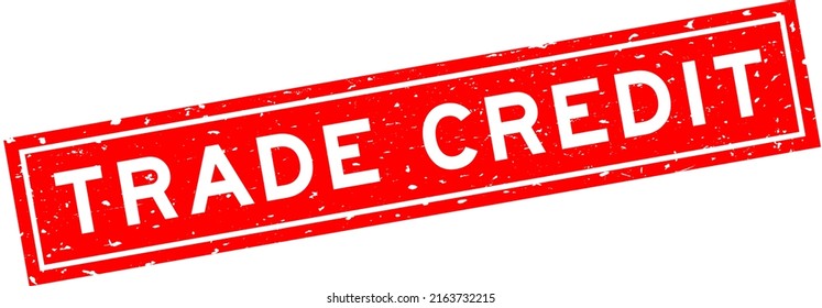 Grunge red trade credit word square rubber seal stamp on white background
