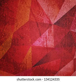 Grunge red triangular background with triangles texture. Vector illustration