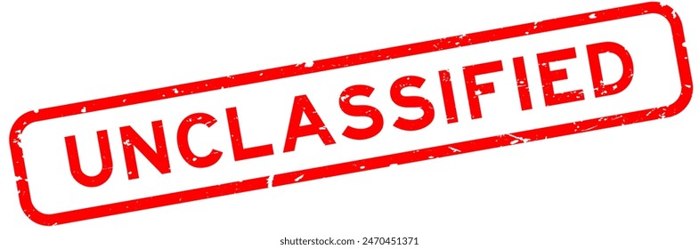 Grunge red unclassified word square rubber seal stamp on white background