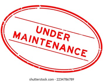 Grunge red under maintenance word oval rubber seal stamp on white background