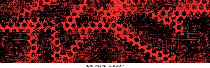 Plantilla de textura de vectores urbanos rojos. Fondo de la angustia por el polvo oscuro y desordenado. Fácil De Crear Efecto Abstracto Dotado, Rascado, Vintage Con Ruido Y Grano