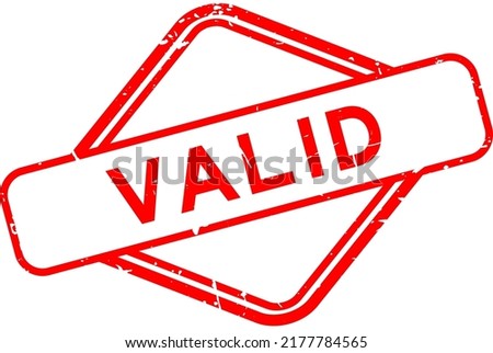 Grunge red valid word rubber seal stamp on white background