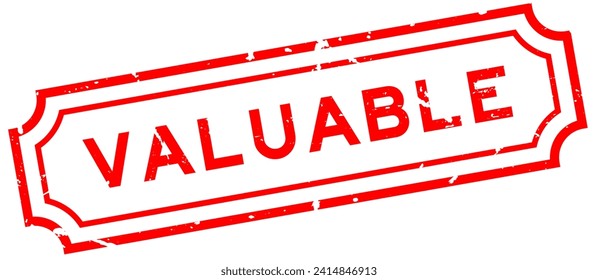 Grunge red valuable word rubber seal stamp on white background