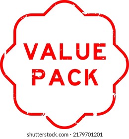 Grunge red value pack word rubber seal stamp on white ckground