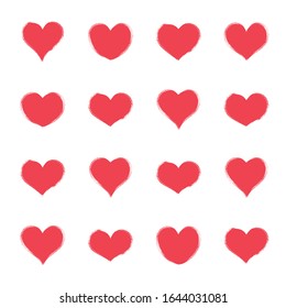 Símbolos de amor de la colección de iconos de corazón de vectores rojos