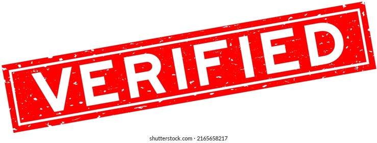 Grunge red verified word square rubber seal stamp on white background