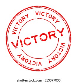 Grunge red victory round rubber stamp