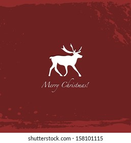 Grunge red vintage reindeer Christmas background